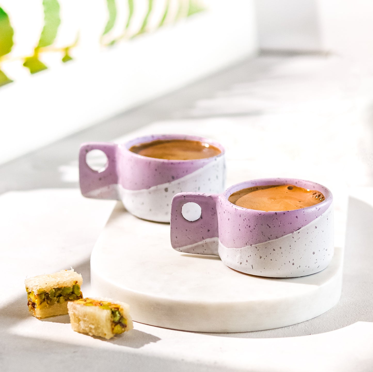 Purple In White Espresso Cup Set
