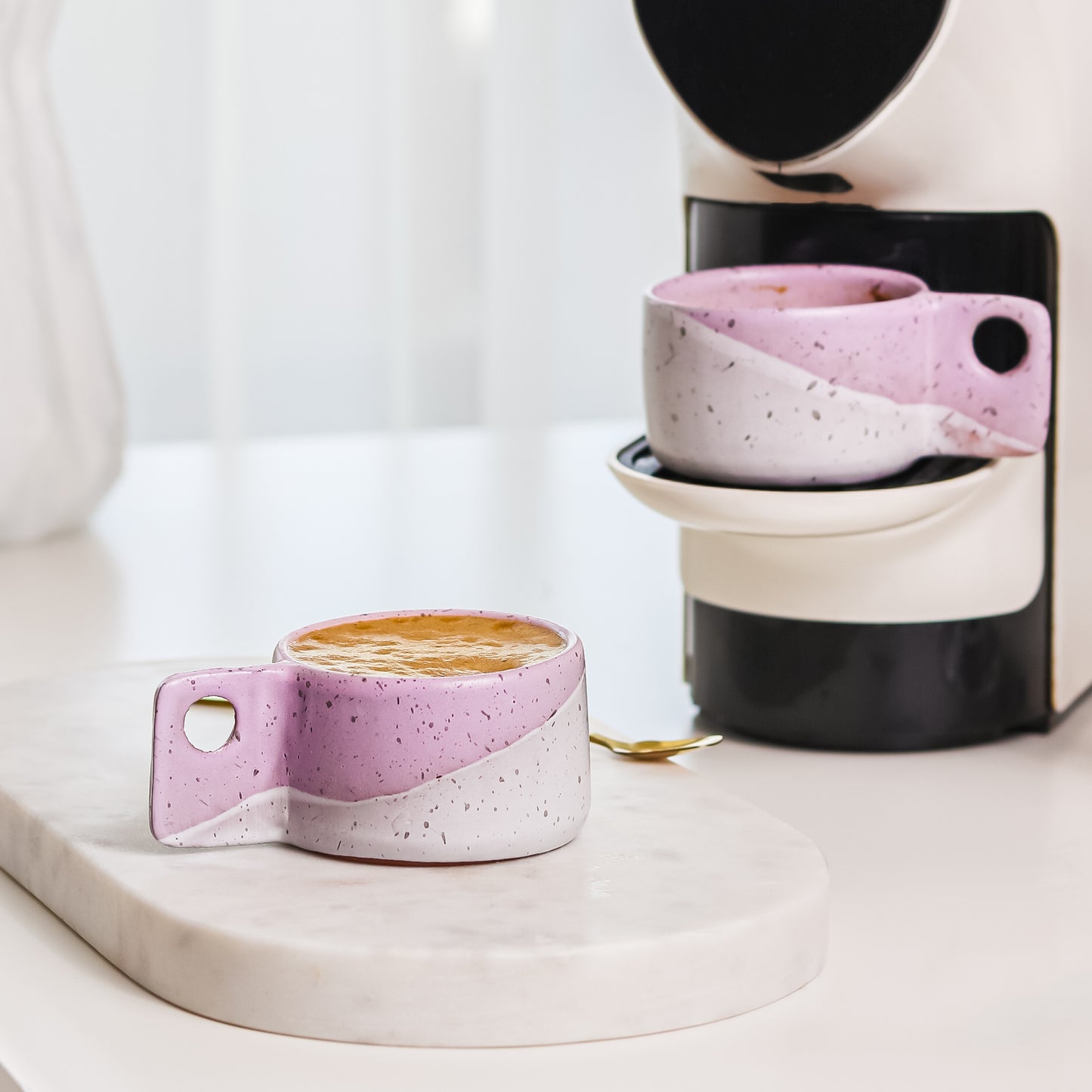 Purple In White Espresso Cup Set

