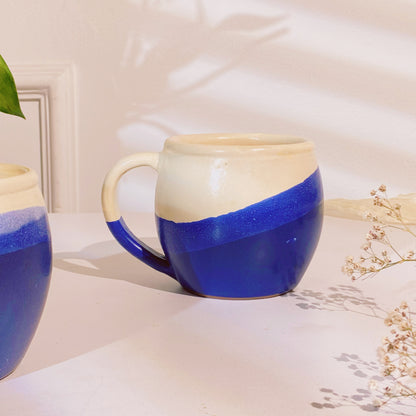 Blue Wavy Pottery Mug

