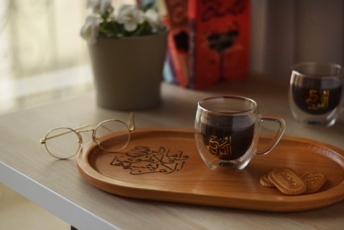 For the soul of the heart, a set of handmade glass cups and a tray